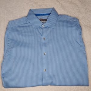 Men's Van Heusen slim fit blue stripe button down dress shirt